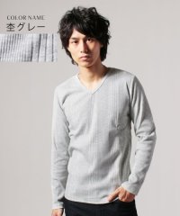 THE CASUAL/カジュアル THE CASUAL (バイヤーズセレクト) Buyer's Select ランダムテレコ Vネック 長袖 カットソー/501276971