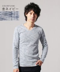 THE CASUAL/カジュアル THE CASUAL (バイヤーズセレクト) Buyer's Select ランダムテレコ Vネック 長袖 カットソー/501276971