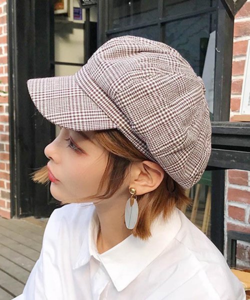 キャスケット帽子 レディース 小物 Cap おしゃれ つば付き マリン帽 チェック柄 ミニミニストア Miniministore D Fashion