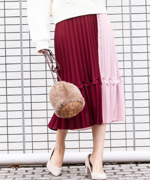 セール 泉里香ちゃん着用 配色プリーツスカート クイーンズコート Queens Court D Fashion
