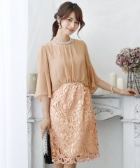 PourVous/プールヴー PourVous 結婚式ワンピースドレスミニ丈と袖ありリボンレース大きいサイズフォーマル パーティードレス 20代 30代 40代/501358676