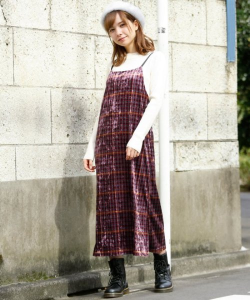セール チェックベロアキャミワンピース レイカズン Ray Cassin D Fashion