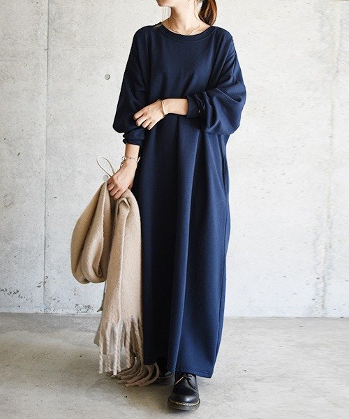 セール 裏起毛ブラウジングマキシワンピース アンドイット And It D Fashion セール 裏起毛ブラウジングマキシワンピース アンドイット And It D Fashion