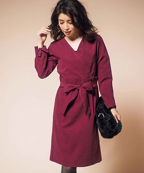 リボンベルト付カシュクールワンピース ジーラ Geera D Fashion リボンベルト付カシュクールワンピース ジーラ Geera D Fashion