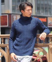 SPADE/ セーターニットフィッシャーマンメンズ タートルネック ハイネック ニットソー セーター sweater きれいめ ブラック グレー 白 ホワイト 紺 ネイビー/501446704