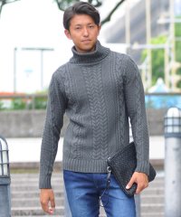 SPADE/ セーターニットフィッシャーマンメンズ タートルネック ハイネック ニットソー セーター sweater きれいめ ブラック グレー 白 ホワイト 紺 ネイビー/501446704