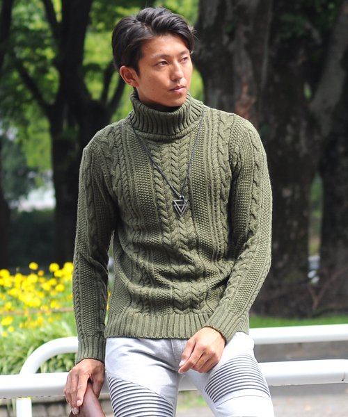 セーター ニットフィッシャーマンメンズ タートルネック ハイネック ニットソー セーター Sweater きれいめ ブラック グレー 白 ホワイト 紺 ネイビー スペイド Spade D Fashion
