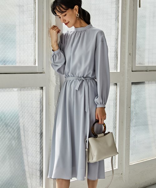 セール Cs ジョーゼット ハイネック ギャザー ワンピース グリーンレーベルリラクシング Green Label Relaxing D Fashion