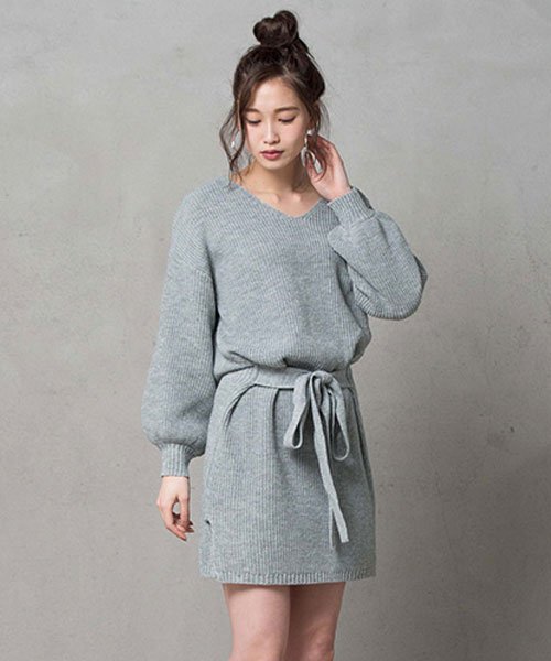 セール ウエストリボンニットワンピース ジーラ Geera D Fashion セール ウエストリボンニットワンピース ジーラ Geera D Fashion