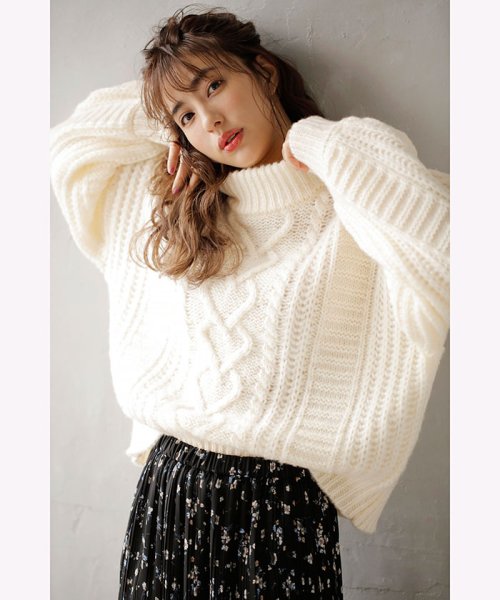 クーポン】【セール 69%OFF】ボウバリ風モックネックケーブルニット(501457326) イング(INGNI) d fashion INGNI ケーブルニット セーター