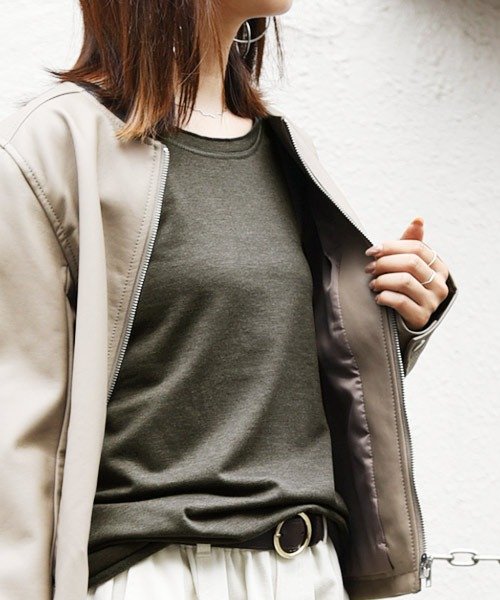 カットソー 裏起毛 あったか裏起毛シンプルロングカットソーレディース インナー トップス Tシャツ 暖かい あったか 長袖 ロング丈 ロンt ロング Tシャツ アンドイット And It D Fashion