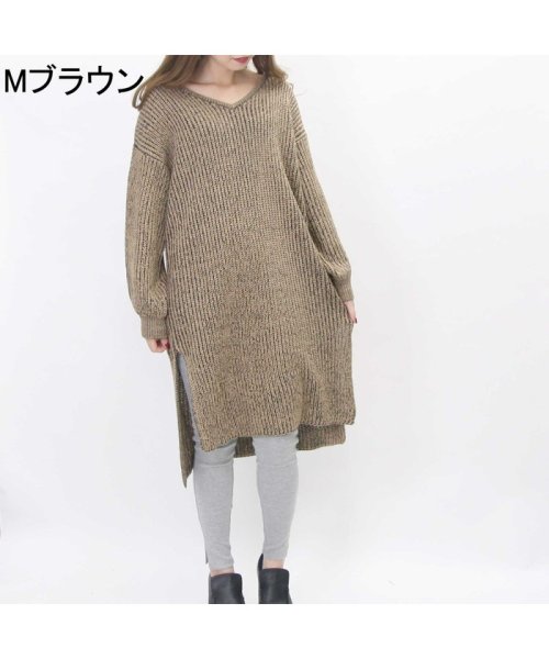 Mixニットvネックロングワンピース ニット セーター ロング丈 Vネック スリット ワンピース デイリーアイテム ゆったり 楽ちん リラックス シンプル 大人 ノンヘッジ Non Hedge D Fashion Mixニットvネックロングワンピース ニット セーター ロング丈 Vネック スリット ワンピース デイリーアイテム ゆったり 楽ちん リラックス シンプル 大人 ノンヘッジ Non Hedge D Fashion
