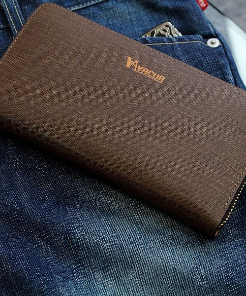 財布 メンズ 長財布 スペインレザー デニム調 ラウンドファスナー 大容量 カード多収納 Vacua ヴァキュア Vacua D Fashion