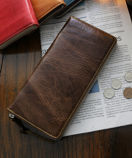 新品未使用 限定商品 ドイツタンナーの本革 牛革 長財布メンズ ラウンドファスナー 小銭入れ ルノワール大容量定番タイプ@人気長財布 新品未使用 限定商品 ドイツタンナーの本革 牛革 長財布メンズ