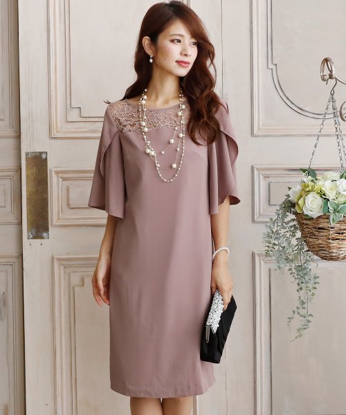 結婚式 デイリーセットアップ ペタルスリーブiラインパーティードレス プールヴー Pourvous D Fashion