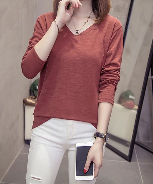 セール Vネックカットソー 韓国 ファッション レディース かわいい シンプル オシャレ A W Ra 60 アフェリーチェ Afelice D Fashion