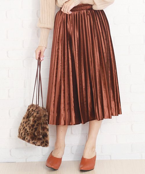 セール ウエストゴムプリーツスカート 韓国 ファッション レディース ゆったり かわいい おしゃれ 動きやすい A W Vl 5315 アミュレット Amulet D Fashion