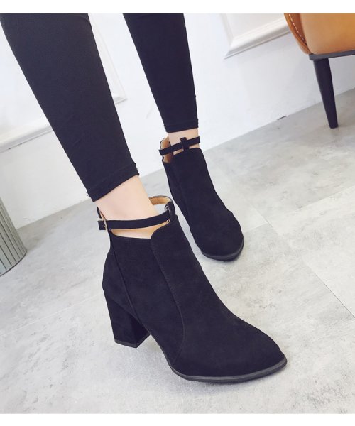 ブーツ ショートブーツ レディース 靴 スエード調 ヒール 美脚 結婚式 ミニミニストア Miniministore D Fashion
