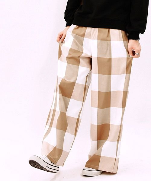 ブロックチェックワイドパンツ アンドイット And It D Fashion