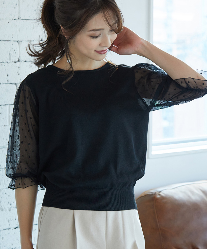 セール 50%OFF】【泉里香さん着用】【前後2WAY】袖ドット