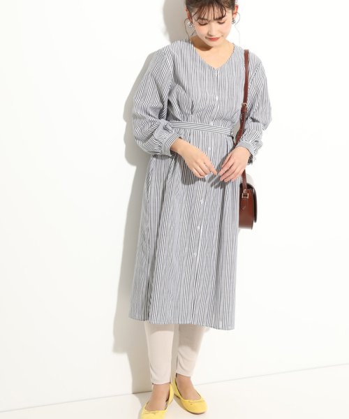 セール 美人百花5月号掲載 ドビーストライプタックワンピース ビス Vis D Fashion セール 美人百花5月号掲載 ドビーストライプタックワンピース ビス Vis D Fashion