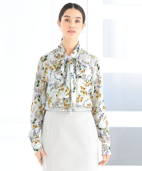 セール 50 Off フラワープリントボウタイ襟長袖ブラウス ナラカミーチェ Nara Camicie D Fashion セール 50 Off フラワープリントボウタイ襟長袖ブラウス ナラカミーチェ Nara Camicie D Fashion