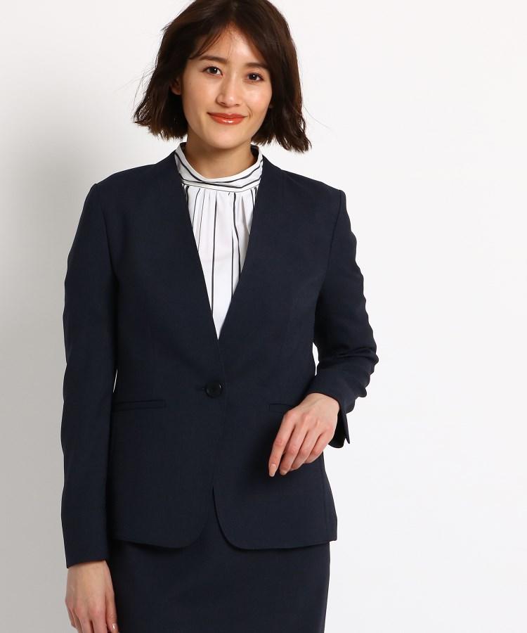 【INDIVI】リネン風テーラードジャケット・パンツ₋42サイズ インディヴィ INDIVI 【マシンウォッシュ/UV/接触冷感】リネン風