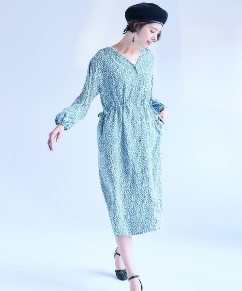 セール 小花プリント前開きロングワンピース フレディエミュ Fredy Emue D Fashion セール 小花プリント前開きロングワンピース フレディエミュ Fredy Emue D Fashion