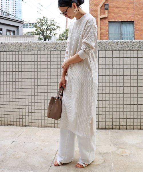 クーポン T 5 ワッフル 長袖 Tシャツ ワンピース アンドミー And Me D Fashion