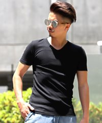 LUXSTYLE/ラグスタイル LUXSTYLE ランダムテレコVネックTシャツ/Tシャツ メンズ 半袖 テレコ リブ Vネック/501623593
