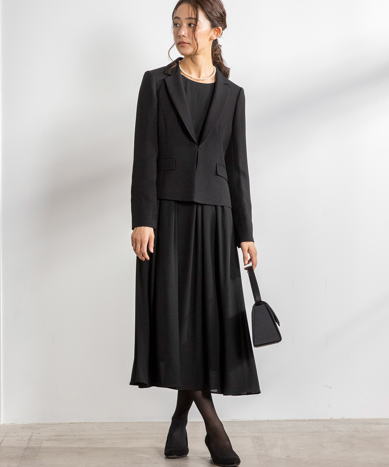 セール10%OFF】【喪服】テーラードカラージャケット&ロングフレア