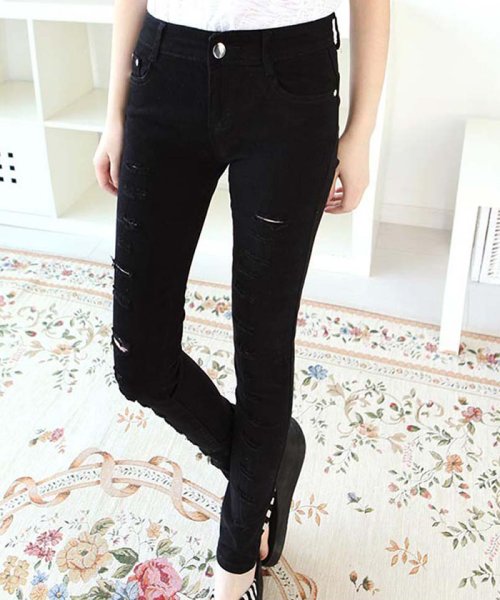 クーポン セール25 Off レディースジーパンダメージデニムパンツジーンズ ミニミニストア Miniministore D Fashion