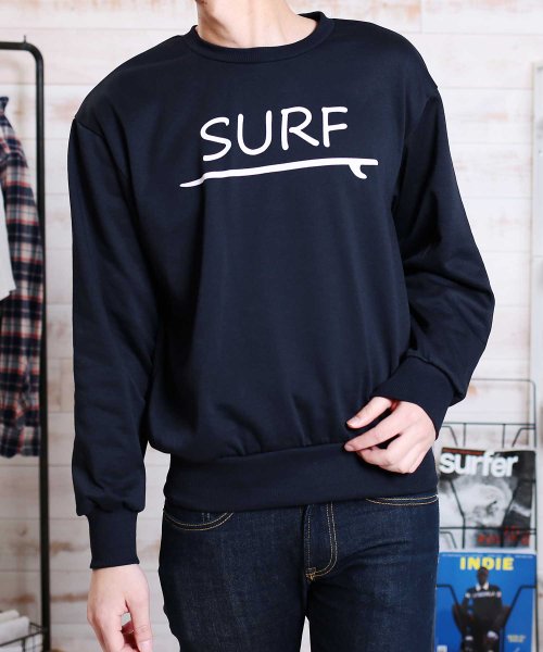 Surf ロゴ裏毛トレーナー スウェット トレーナー メンズ 長袖 Surf ロゴ裏毛トレーナー スウェット トレーナー メンズ 長袖
