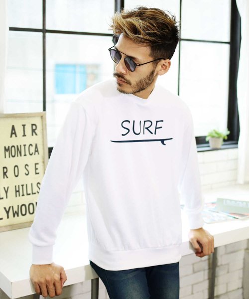 Surf ロゴ裏毛トレーナー スウェット トレーナー メンズ 長袖 Surf ロゴ裏毛トレーナー スウェット トレーナー メンズ 長袖