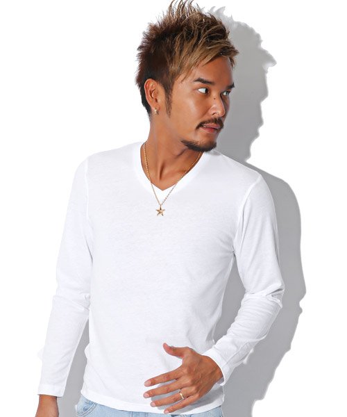 セール15 Off Bitter ロンｔ メンズ Vネック 無地 長袖 Tシャツ Vネックロンｔ カットソー 杢 杢調 杢無地 スラブ ミックス 霜降り 細身 ビター系 薄手 イン ラグスタイル Luxstyle D Fashion
