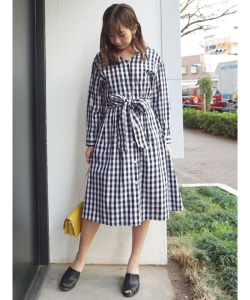 セール ギンガムバックプリーツシャツワンピース マーキュリーデュオ Mercuryduo D Fashion