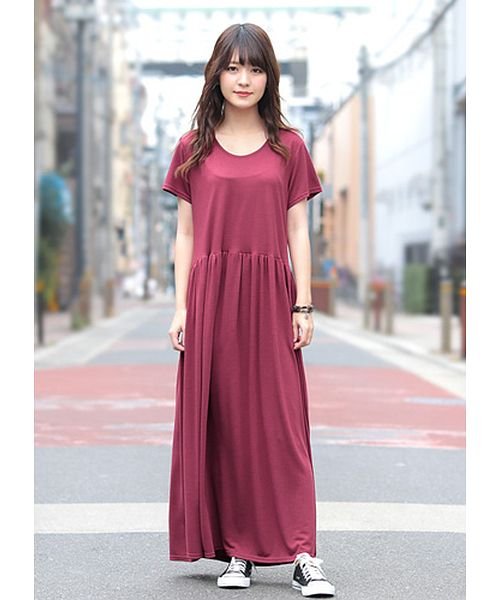 クーポン ウエスト切替が上品で大人可愛い雰囲気 半袖マキシ丈ワンピース マキシワンピース Uvカット ワンピース ワンピ 日焼け防止レディースマキシ丈 Happy急便 By Verita Jp Happy Exp D Fashion