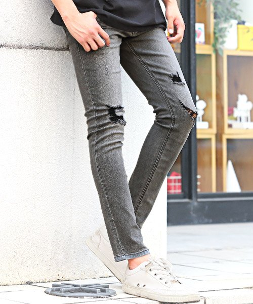セール15 Off ストレッチスキニーダメージ加工パンツ スキニー デニム パンツ メンズ ダメージ ストレッチ ラグスタイル Luxstyle D Fashion
