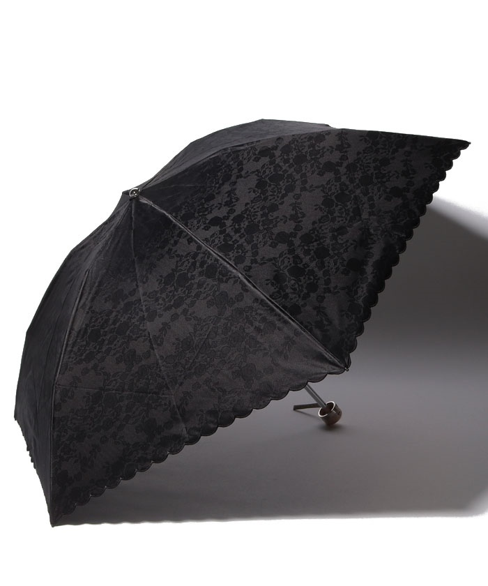 新品★ランバンコレクション★ジャガードスカラ刺繍晴雨兼用折りたたみ日傘★ブラック LANVIN COLLECTION 晴雨兼用傘 ミニ傘 【軽量】 ジャガード