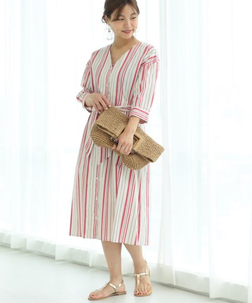 セール65 Off Ray Beams マルチストライプ Vネック シャツワンピース ビームス アウトレット Beams Outlet D Fashion