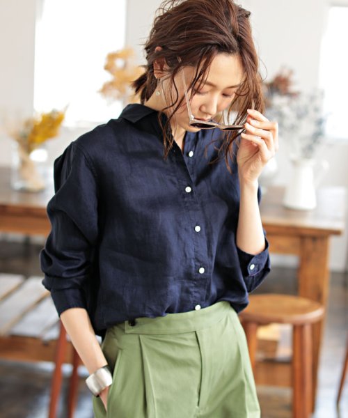 セール With 8月号掲載 Marisol 5月号掲載 フレンチリネンシャツ ナノ ユニバース Nano Universe D Fashion