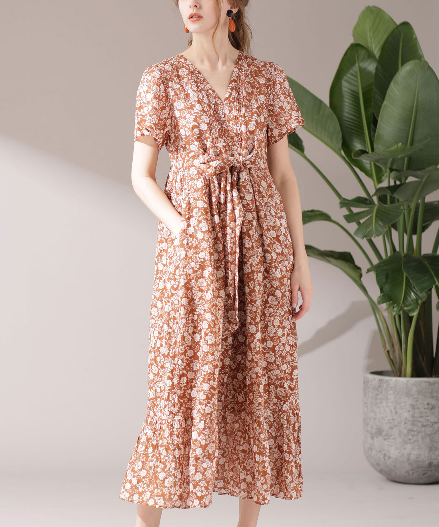 新品 ne Quittez pas マグノリア花モチーフマキシワンピース M ❣️専用です、ne Quittez pas マグノリア花モチーフマキシ