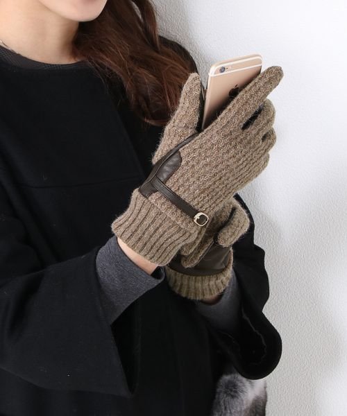ラムレザー ウールニットスマホ手袋 サンキョウショウカイ Sankyoshokai D Fashion