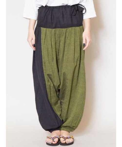 チャイハネ バイカラーサルエルパンツ ユニセックス チャイハネ Cayhane D Fashion チャイハネ バイカラーサルエルパンツ ユニセックス チャイハネ Cayhane D Fashion