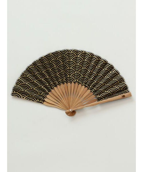 セール】カヤ カヤ 【カヤ】紳士用 金線青海波扇子 袋付き