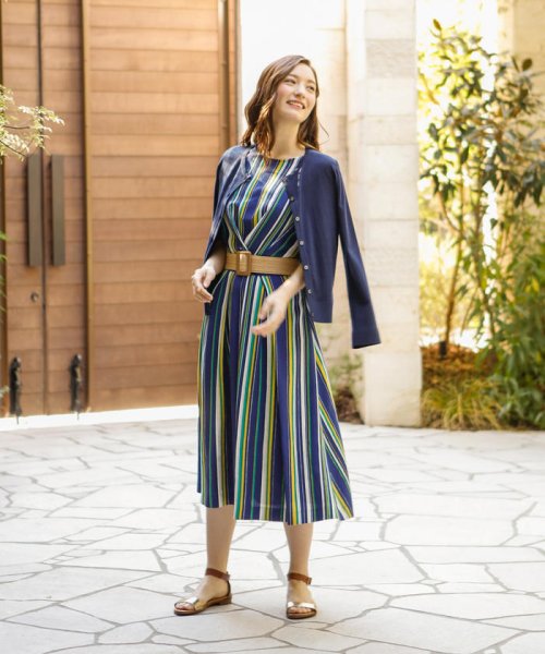 セール リネンストライププリント ワンピース アマカ Amaca D Fashion セール リネンストライププリント ワンピース アマカ Amaca D Fashion