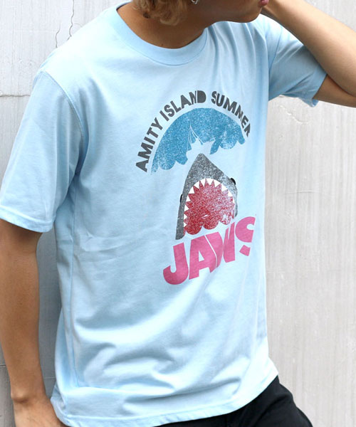 日本未入荷☆JAWSプリント半袖Tシャツ/全2色/DOMINANT セール】JAWS ジョーズ 映画Tシャツ 半袖 プリント オーバー