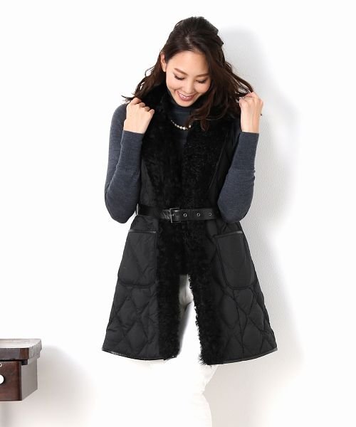 カルガンラム ダウン ロングベスト レディース 着丈cm ベルト付き サンキョウショウカイ Sankyoshokai D Fashion