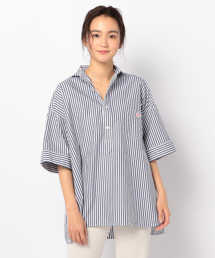 DANTON ビッグシルエット シャツ 36 ネイビー DANTON/ダントン】BIGシルエットシャツ #JD－3654(502040889