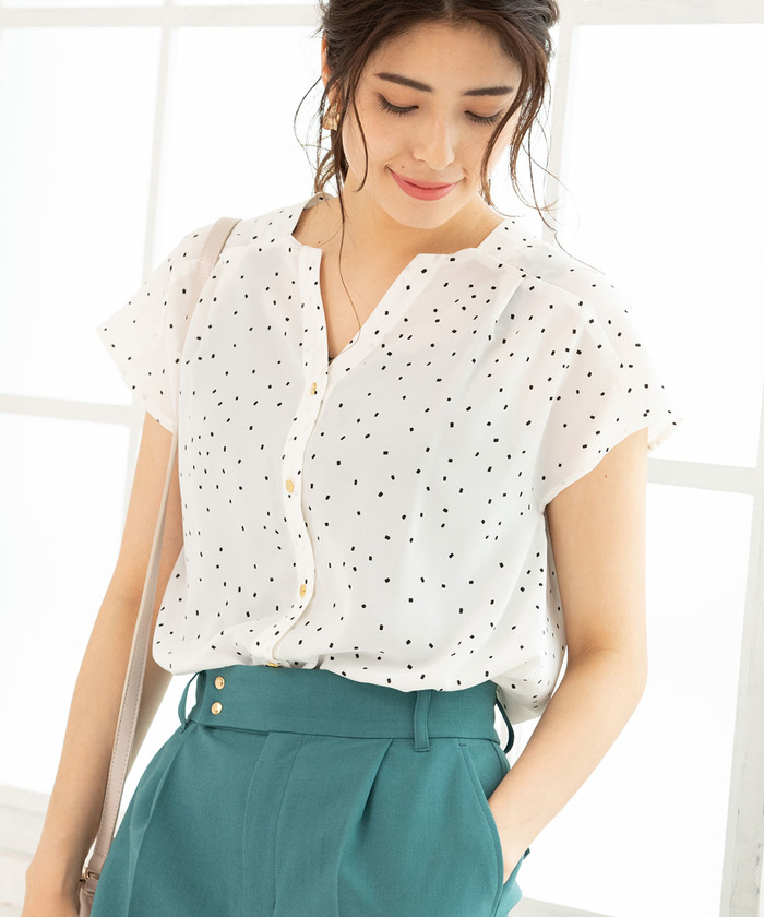 美品　Curensology ウールメタルボタンブラウス 美品 Curensology ウールメタルボタンブラウス